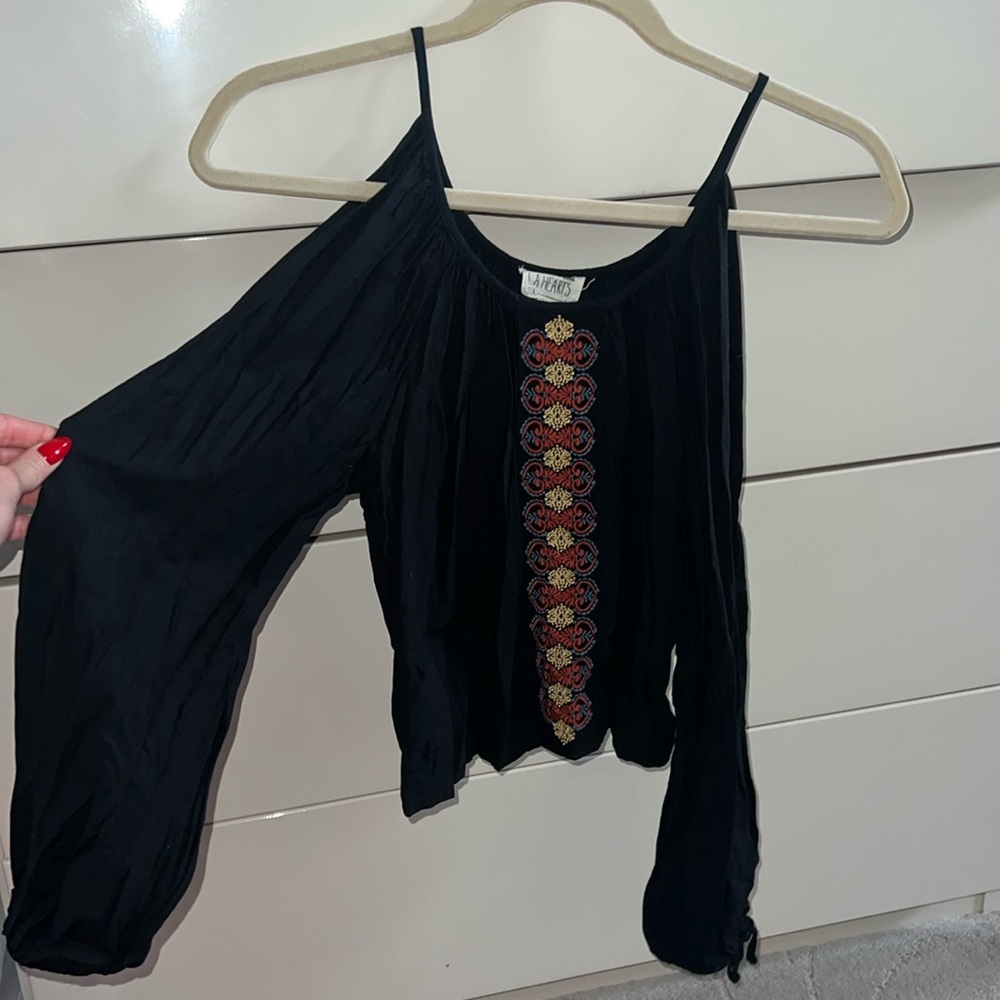 VERY LIGHTLY WORN!! Black cami w/ arm openings